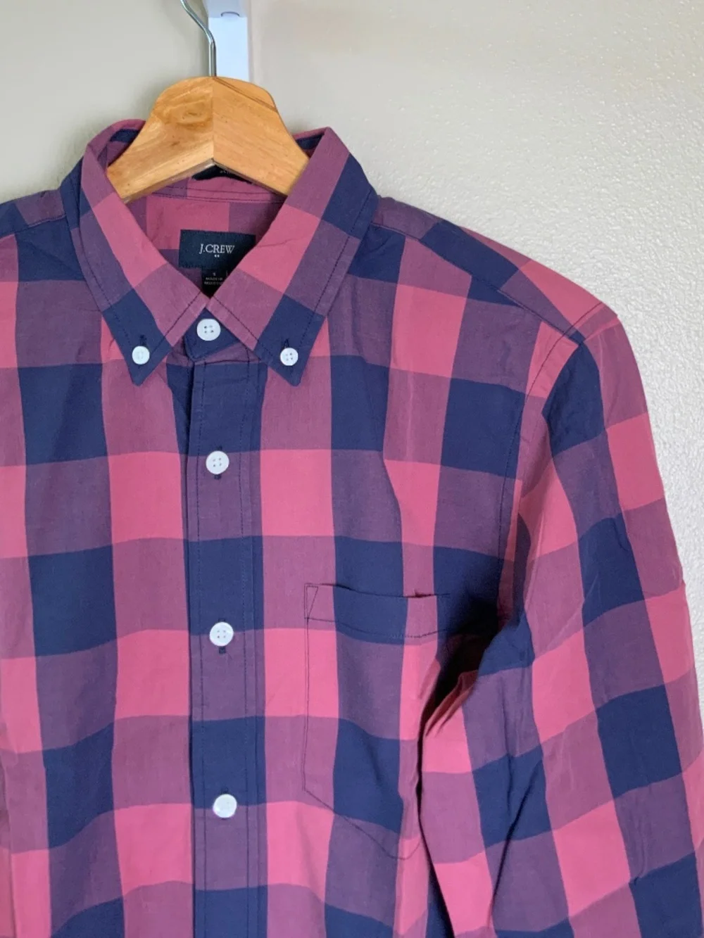 J. Crew Factory Gingham Buffalo Check Slim Washed Button Down Oxford Shirt